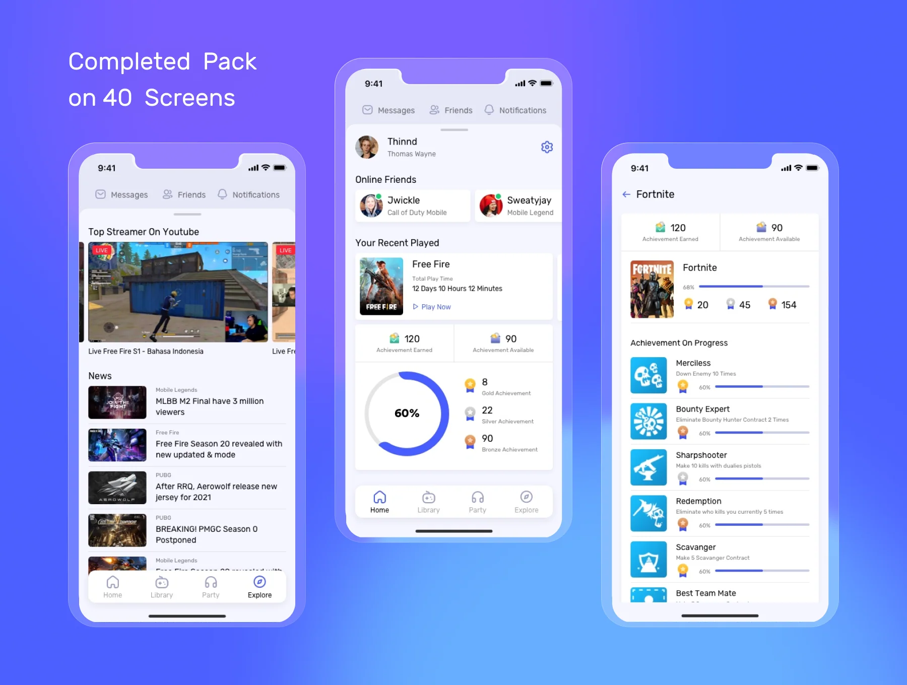 PING - Games Chat and Portal App UI Kit 2