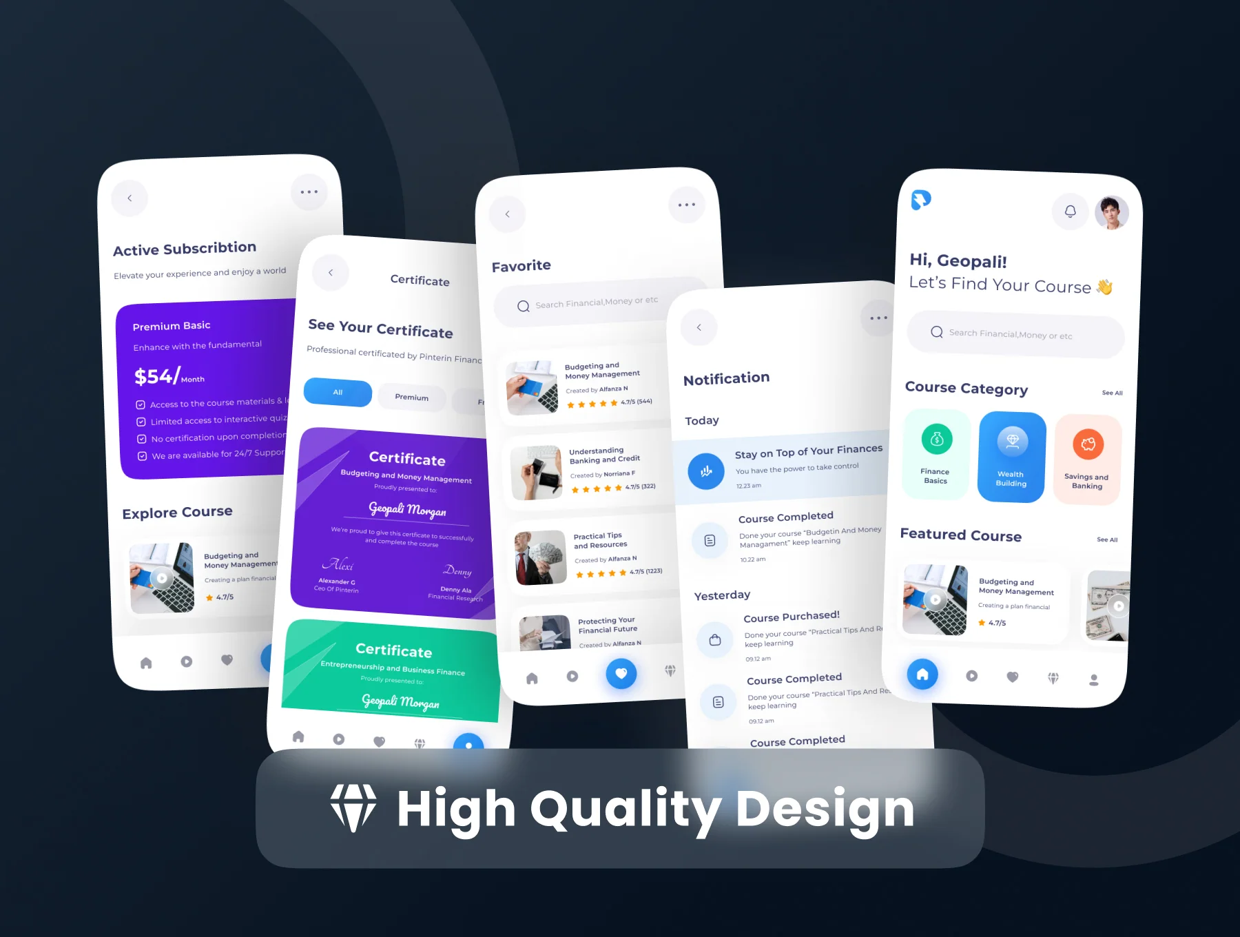 Pinterin - Finance Course App UI Kit