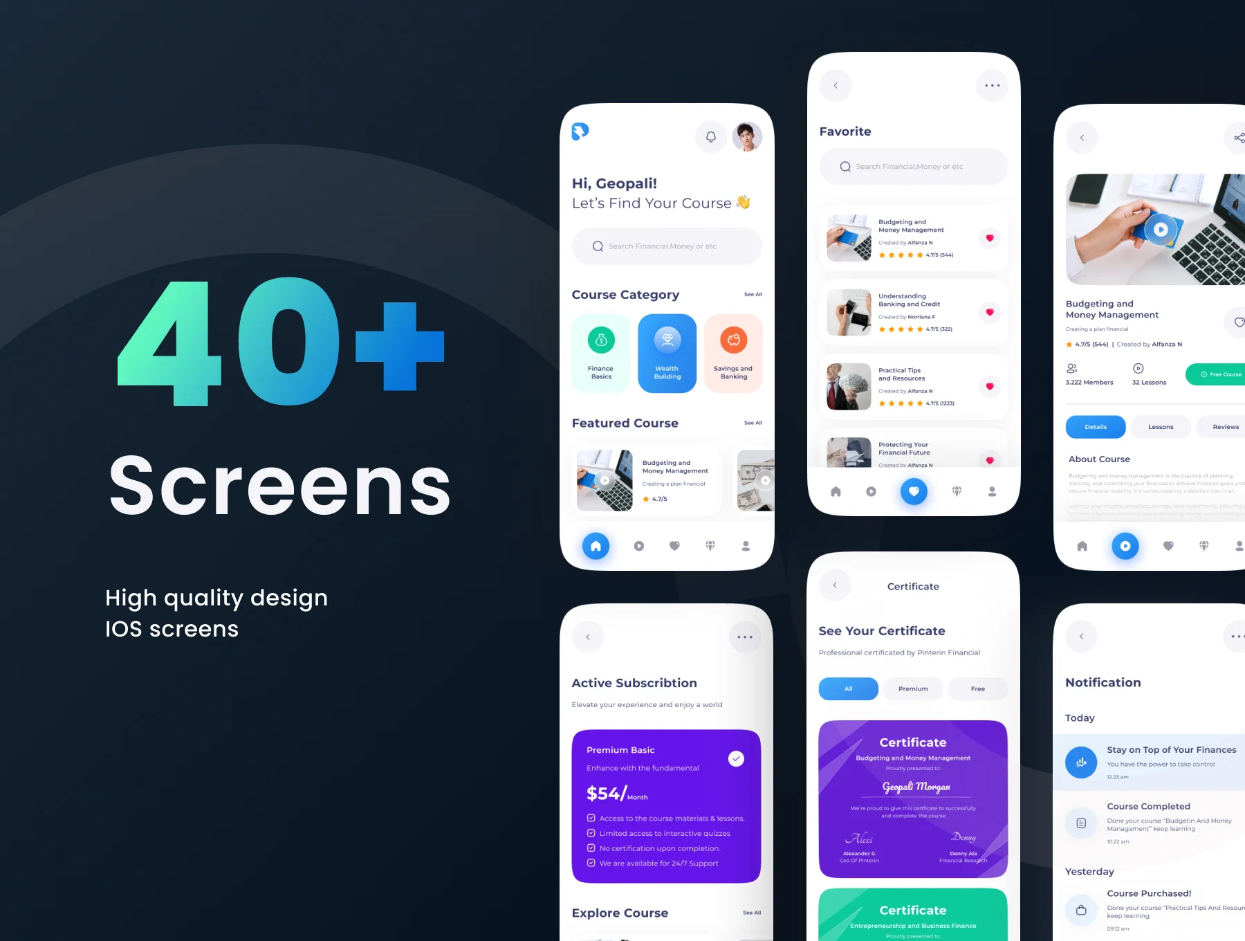 Pinterin - Finance Course App UI Kit 3