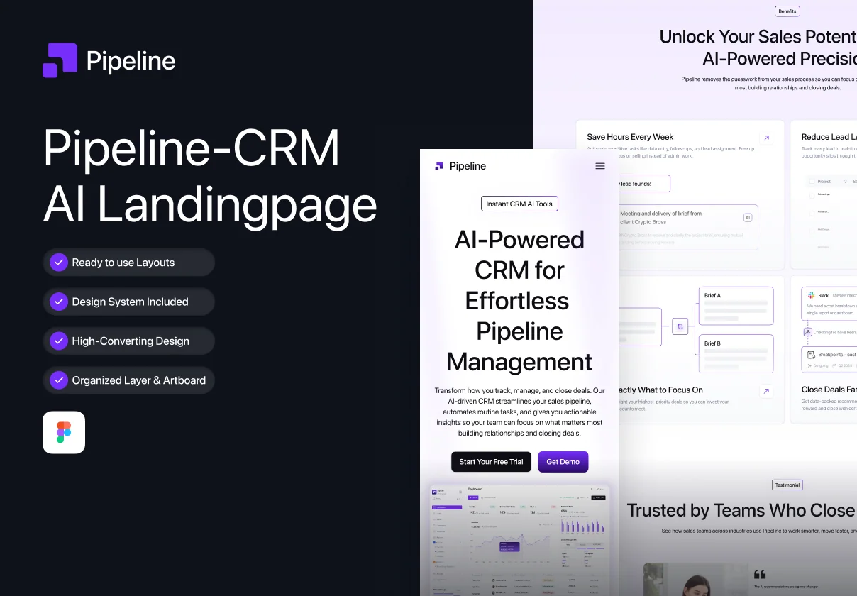 Pipeline - CRM AI Landingpage UI Kit