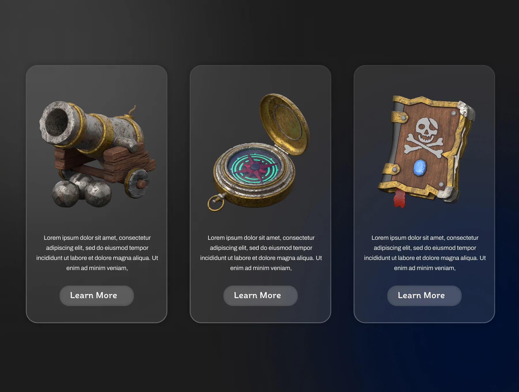 Pirate 3D icons Set 3
