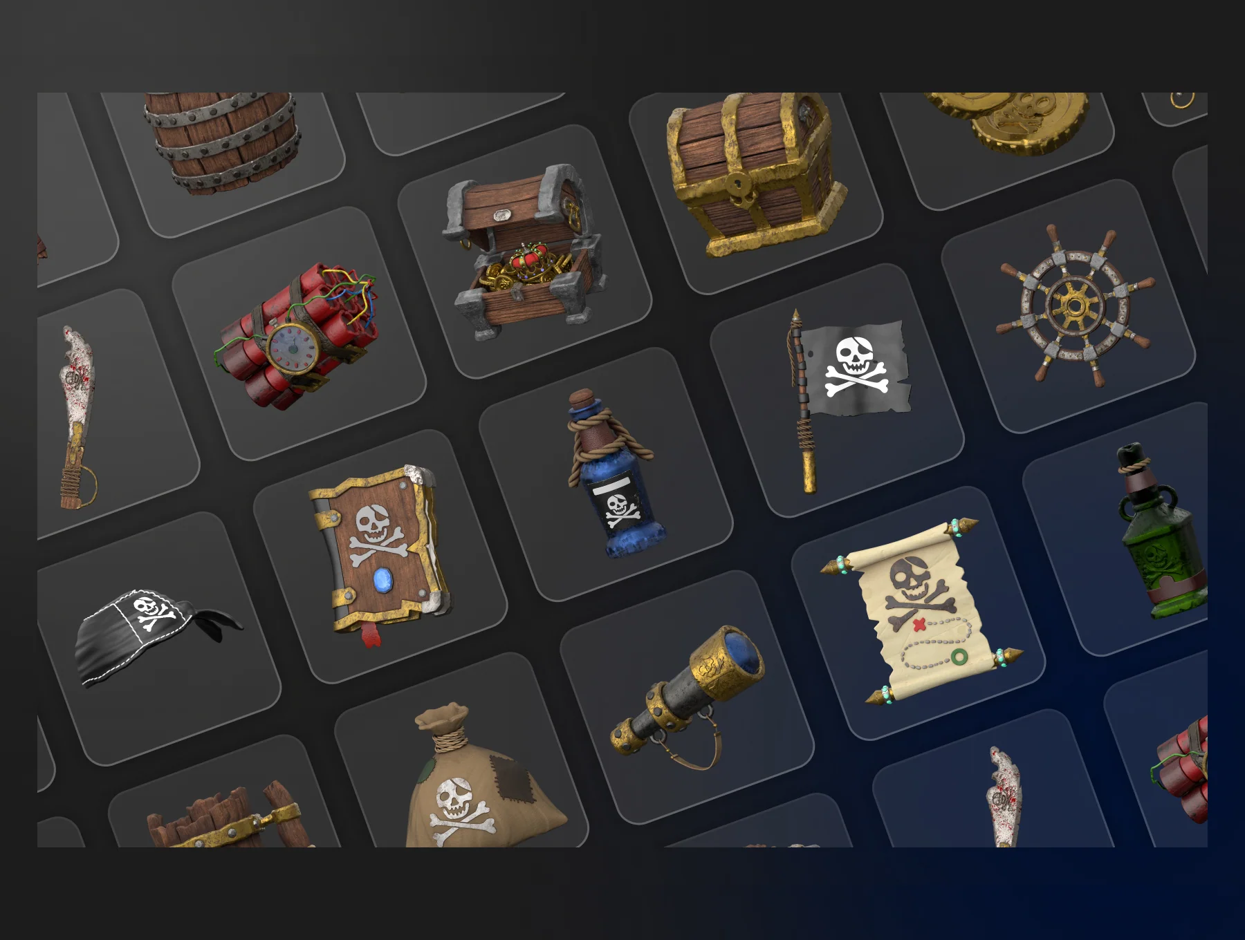 Pirate 3D icons Set 5
