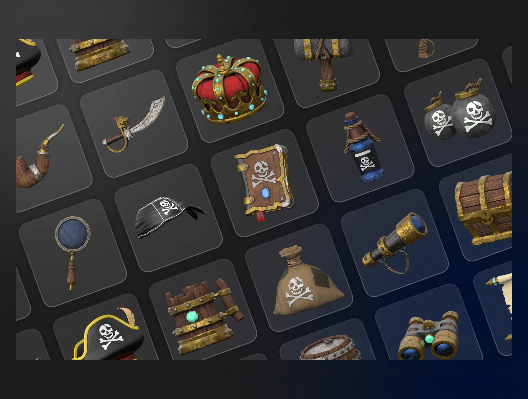 Pirate 3D icons Set 6