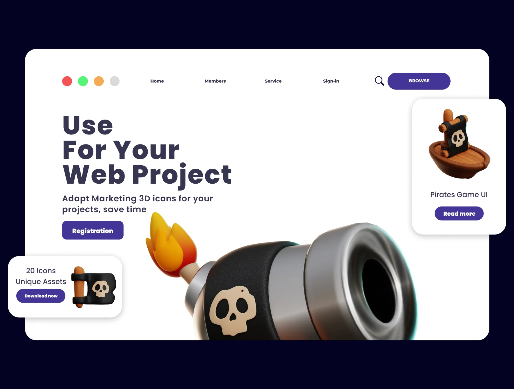 Pirate 3D Illustration Pack 4