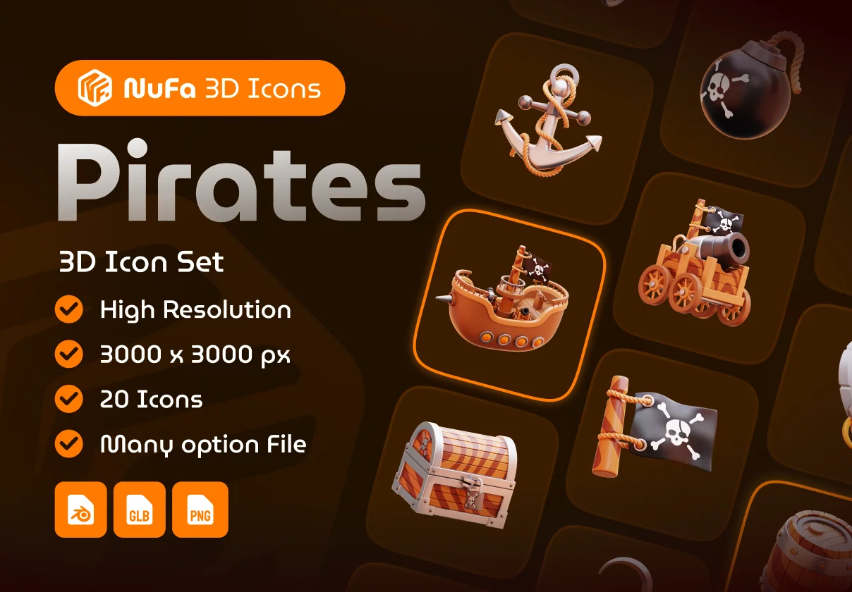 Pirates 3D Icon Set