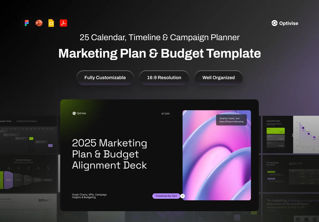 Pitch Deck Marketing Plan & Budget Template - Optivise