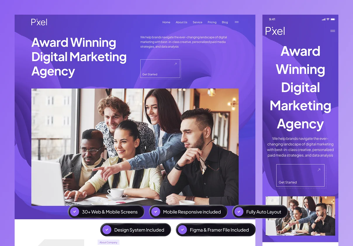 Pixel - Marketing Agency Website Framer Template