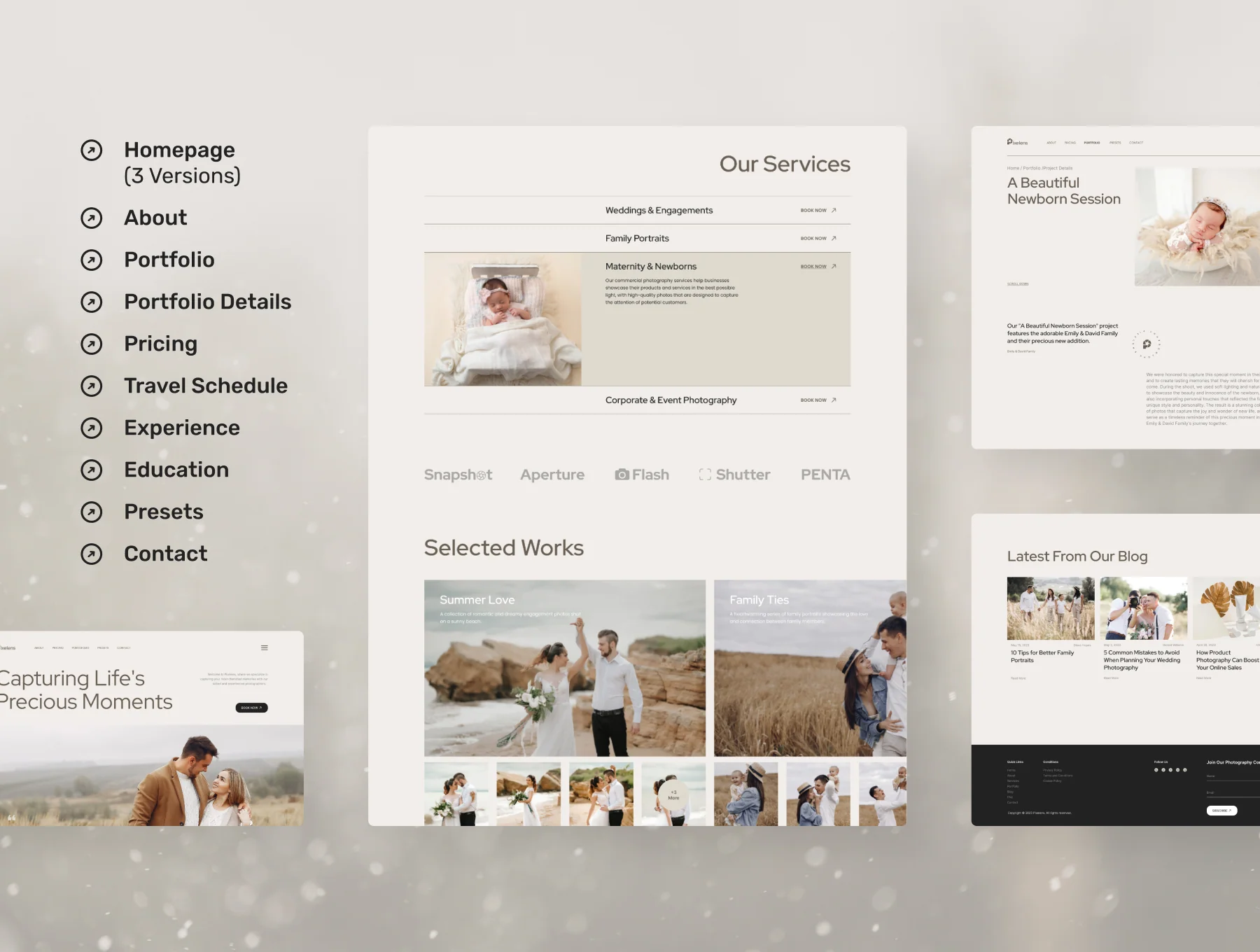 Pixelens – Photography Website Design UI Template 4