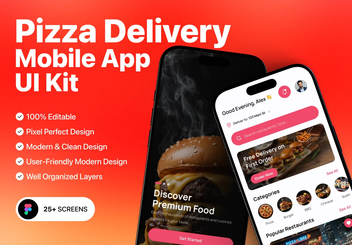 Pizza Delivery - Mobile App UI Kit