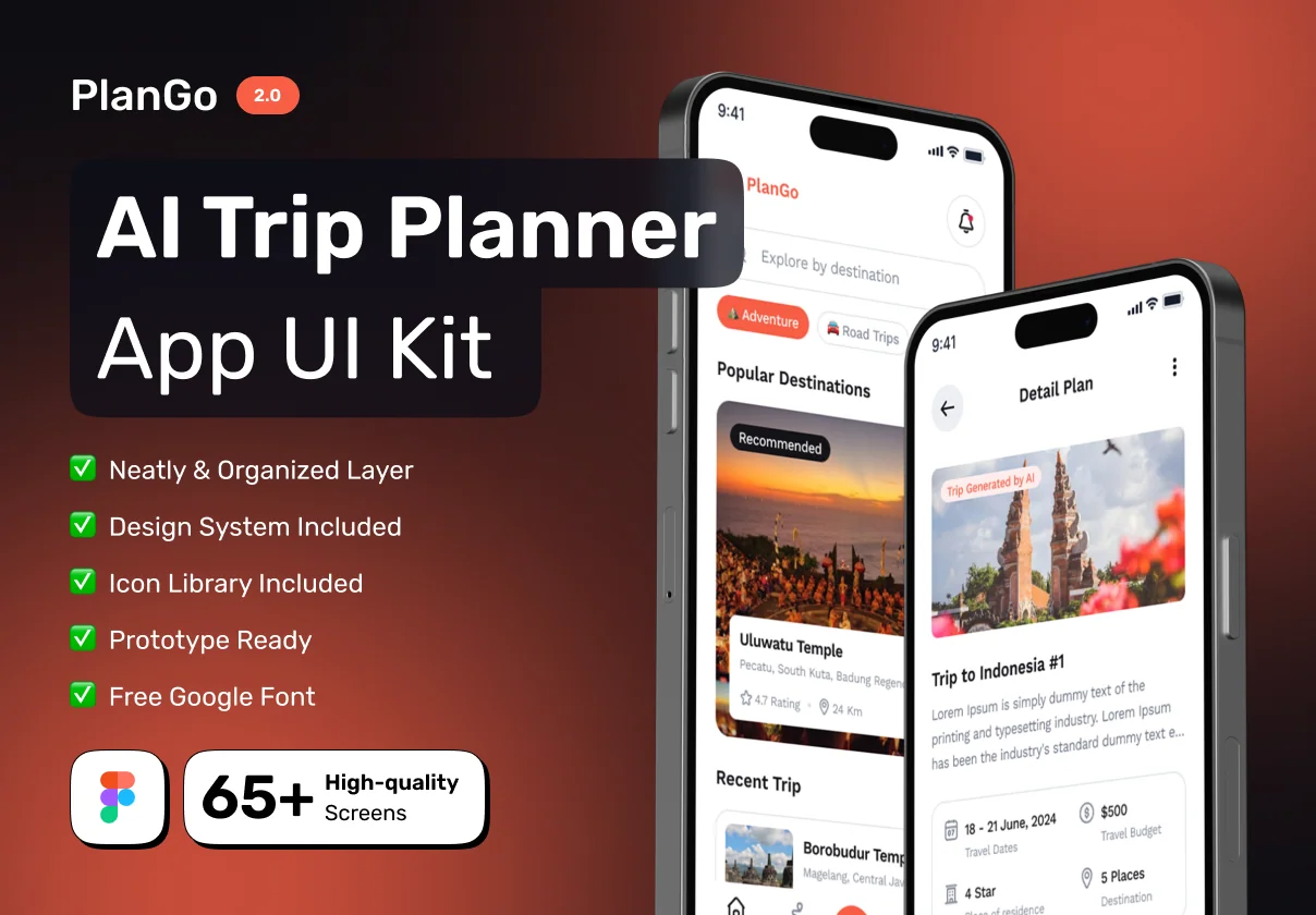 PlanGo - AI Trip Planner Premium Mobile App UI Kit