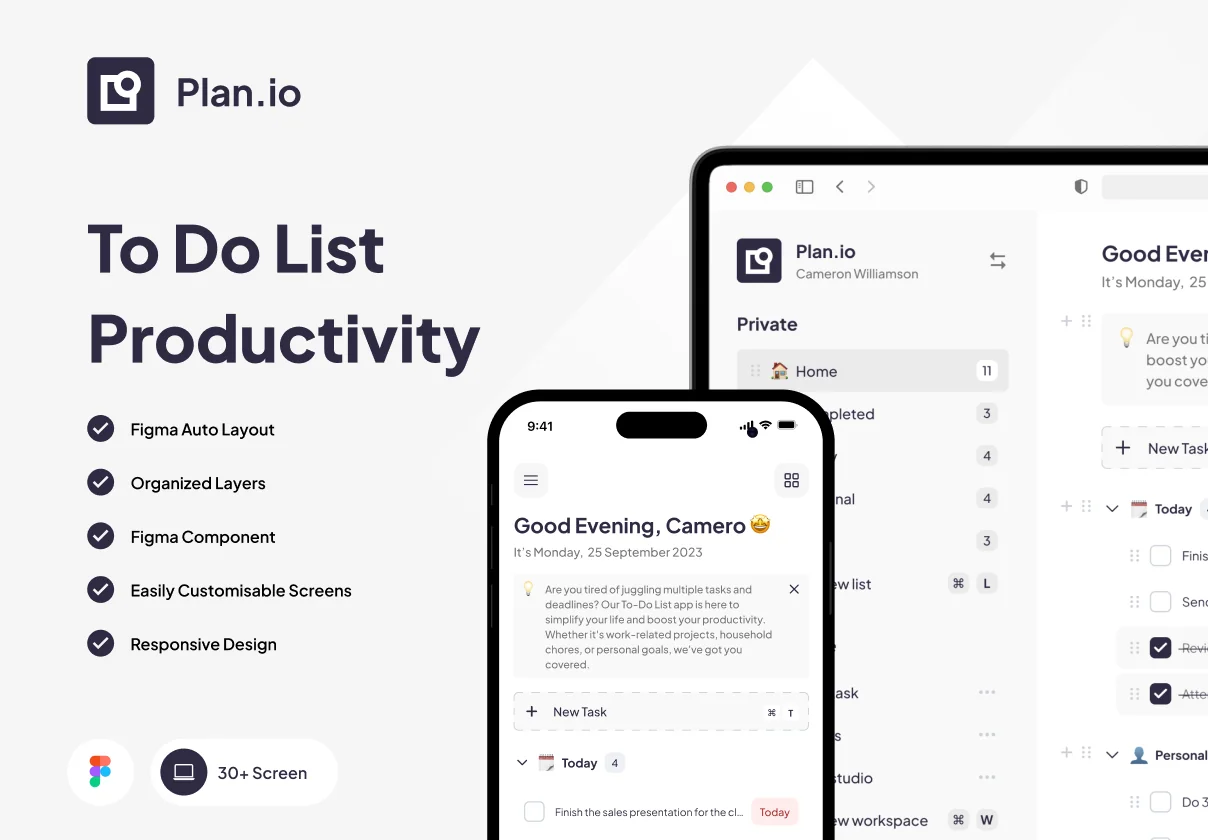 Plan.io - To Do List Productivity App UI KIT