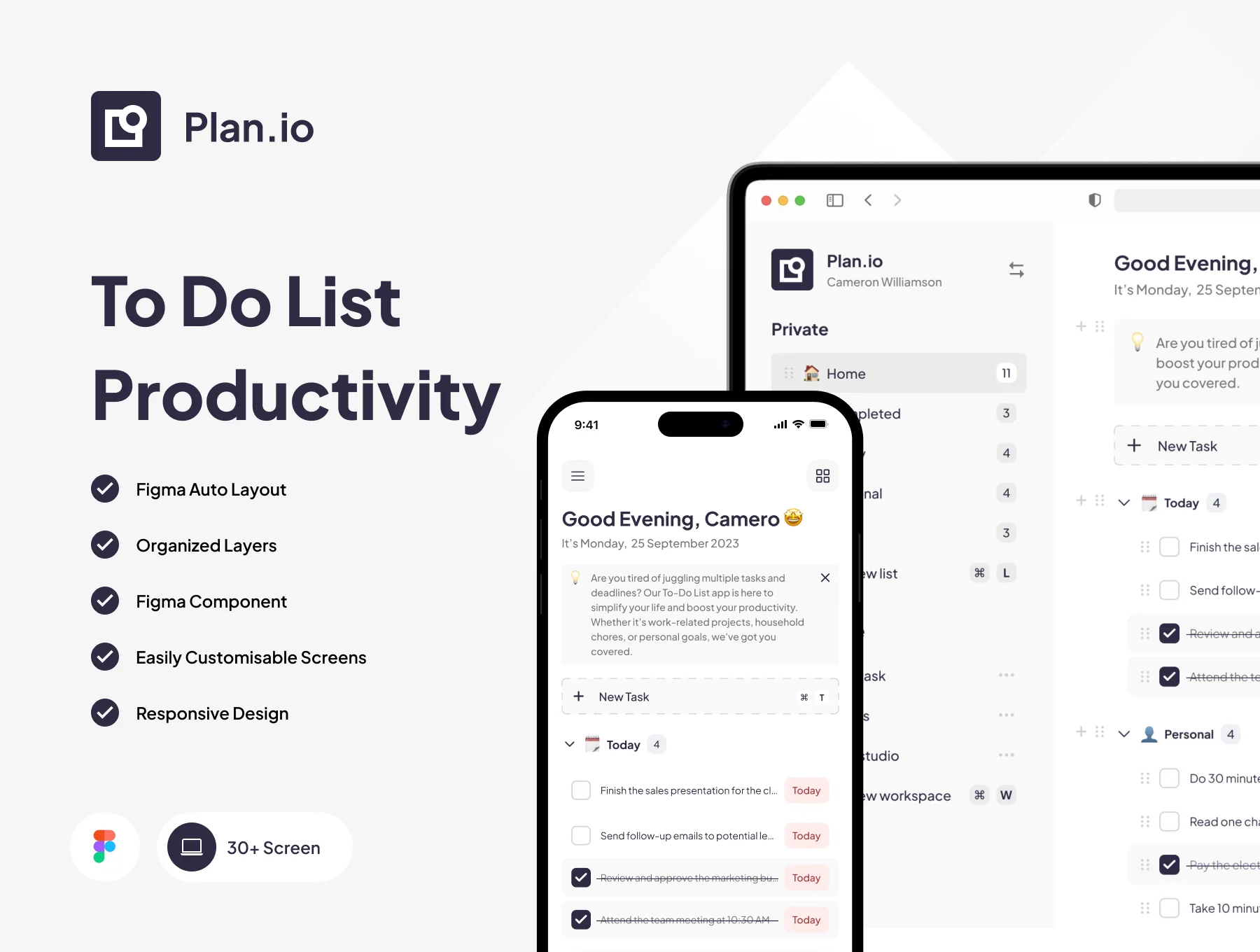 Plan.io - To Do List Productivity App UI KIT