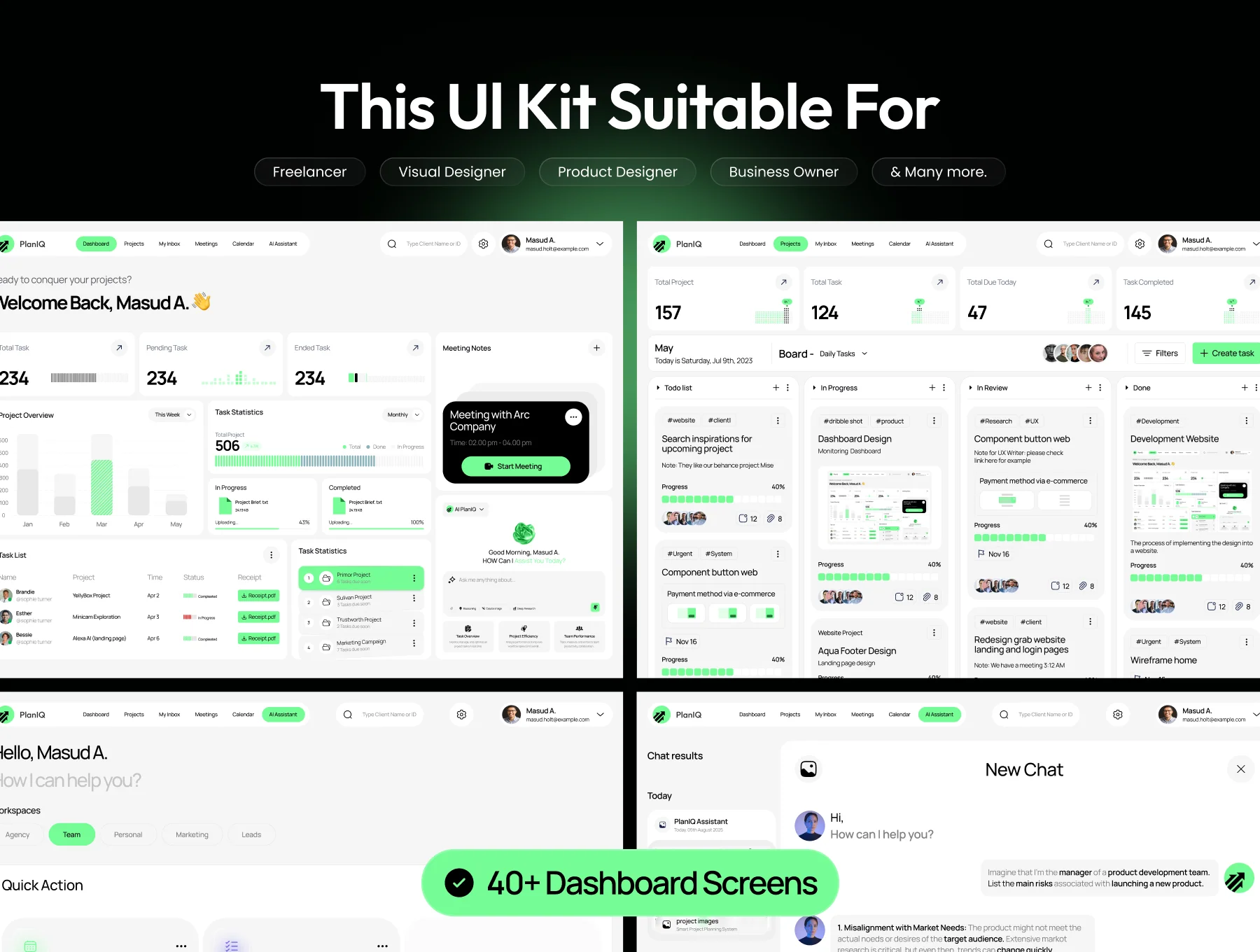 PlanIQ - AI SaaS Project Management Dashboard UI Kit 7