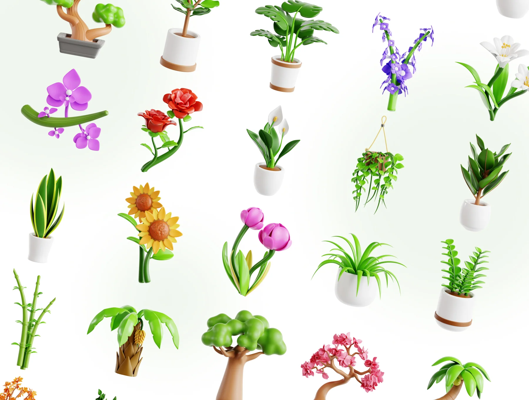 Plants 3D Icon Set 5