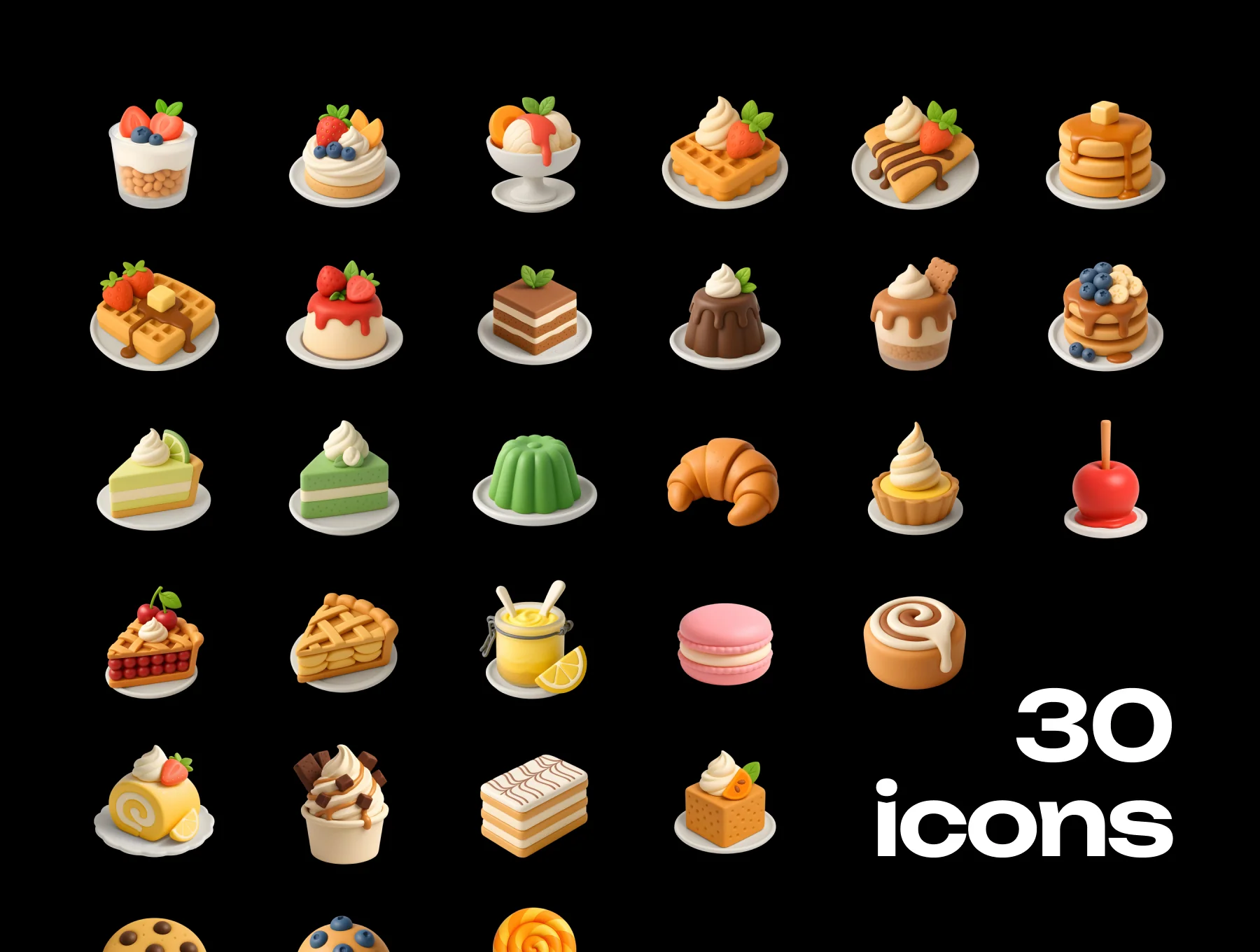 Plastic 3D Desserts Pack Icons 2