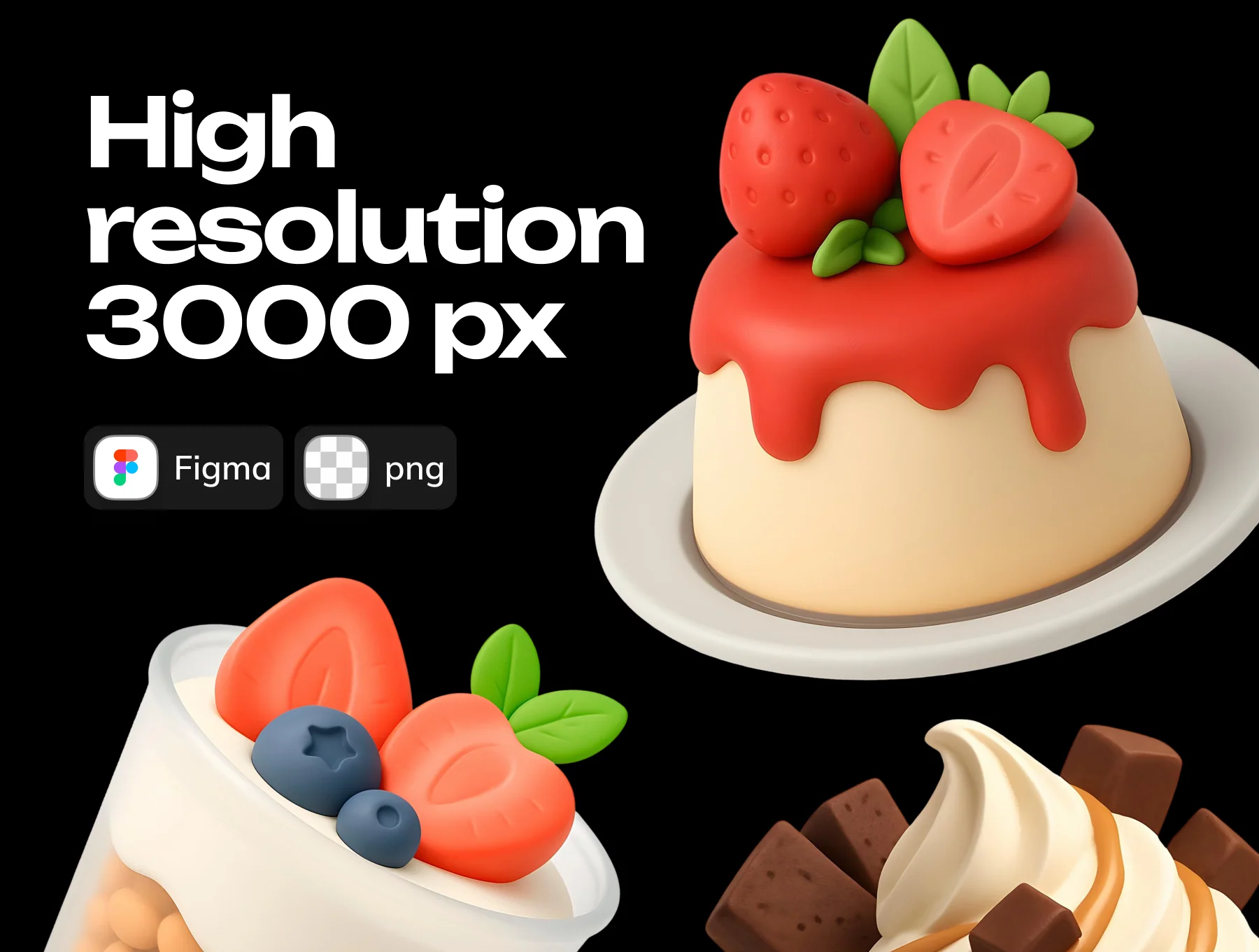 Plastic 3D Desserts Pack Icons 4