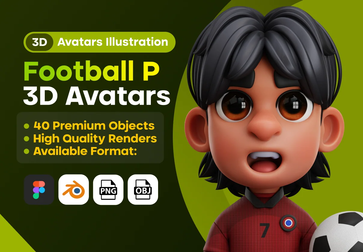 Football Player 3D Avatar Illustration