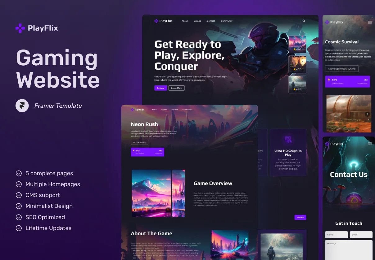PlayFlix - Game Directory Framer Template