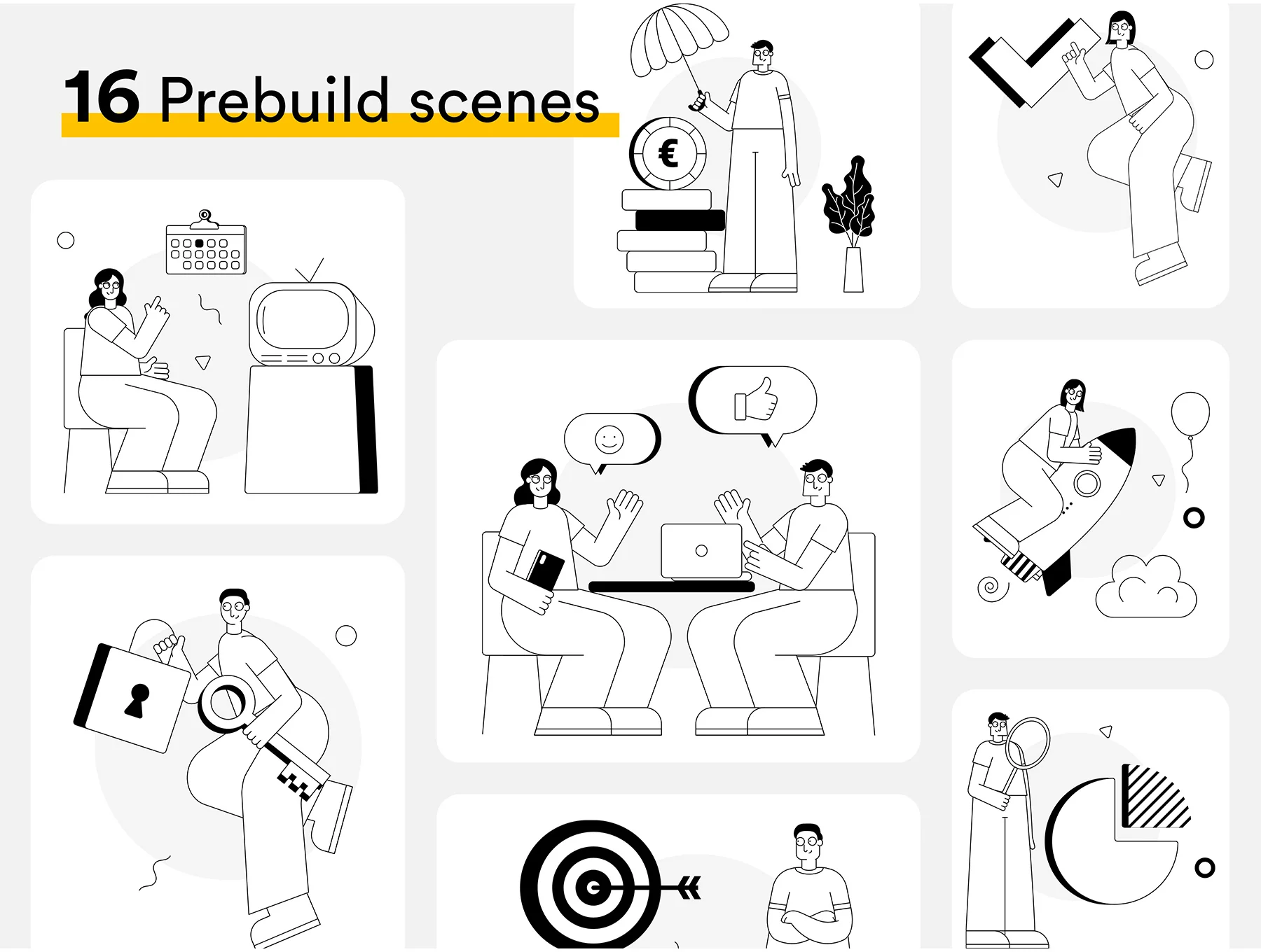 Playful Line Illustration Pack 4