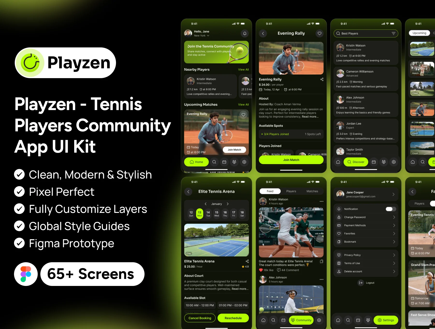 Playzen – Tennis Players Community App UI Kit