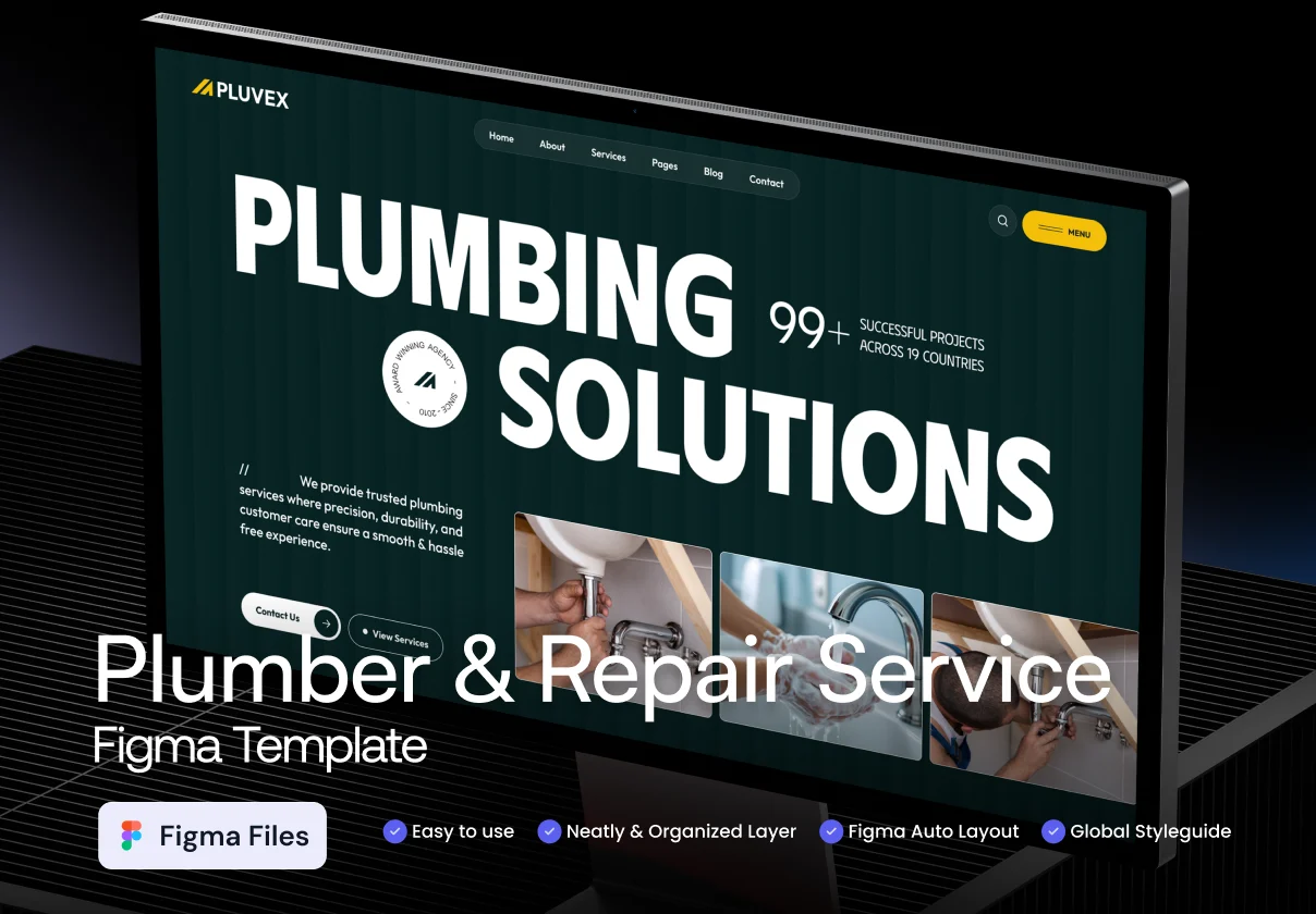 Pluvex – Plumber & Repair Service Figma Template