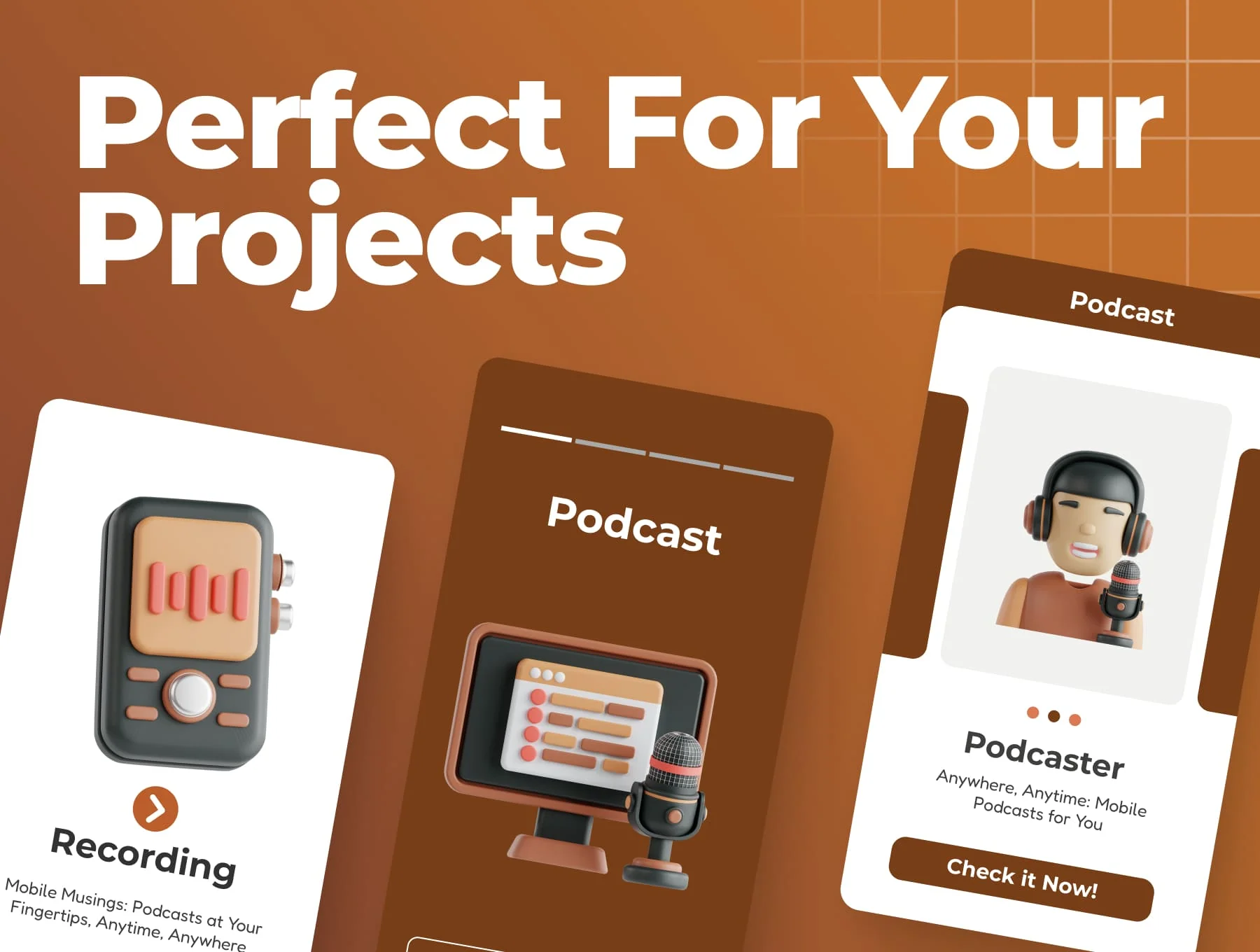 Podcast 3D Icon Set 3