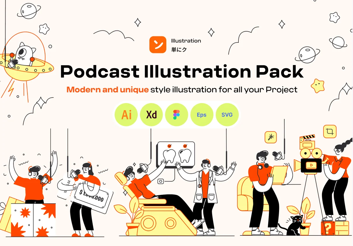 Podcast Illustration pack