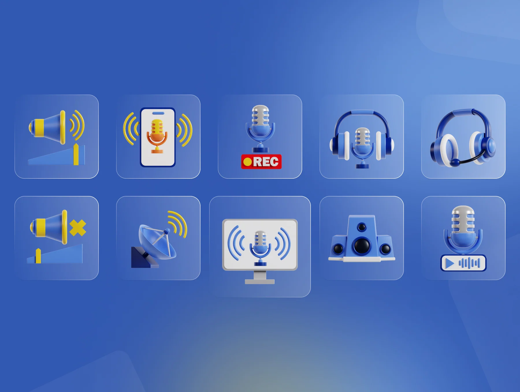 Podcast & Live Streaming 3D Icon Pack 5