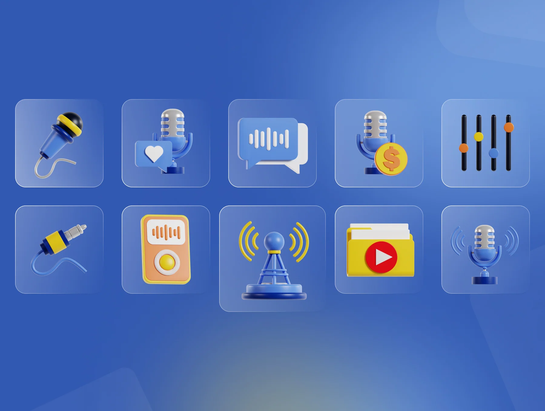 Podcast & Live Streaming 3D Icon Pack 6