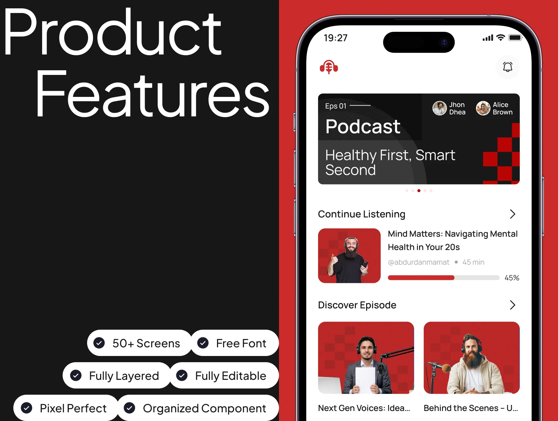 Podcast Mobile App UI Kit V.2