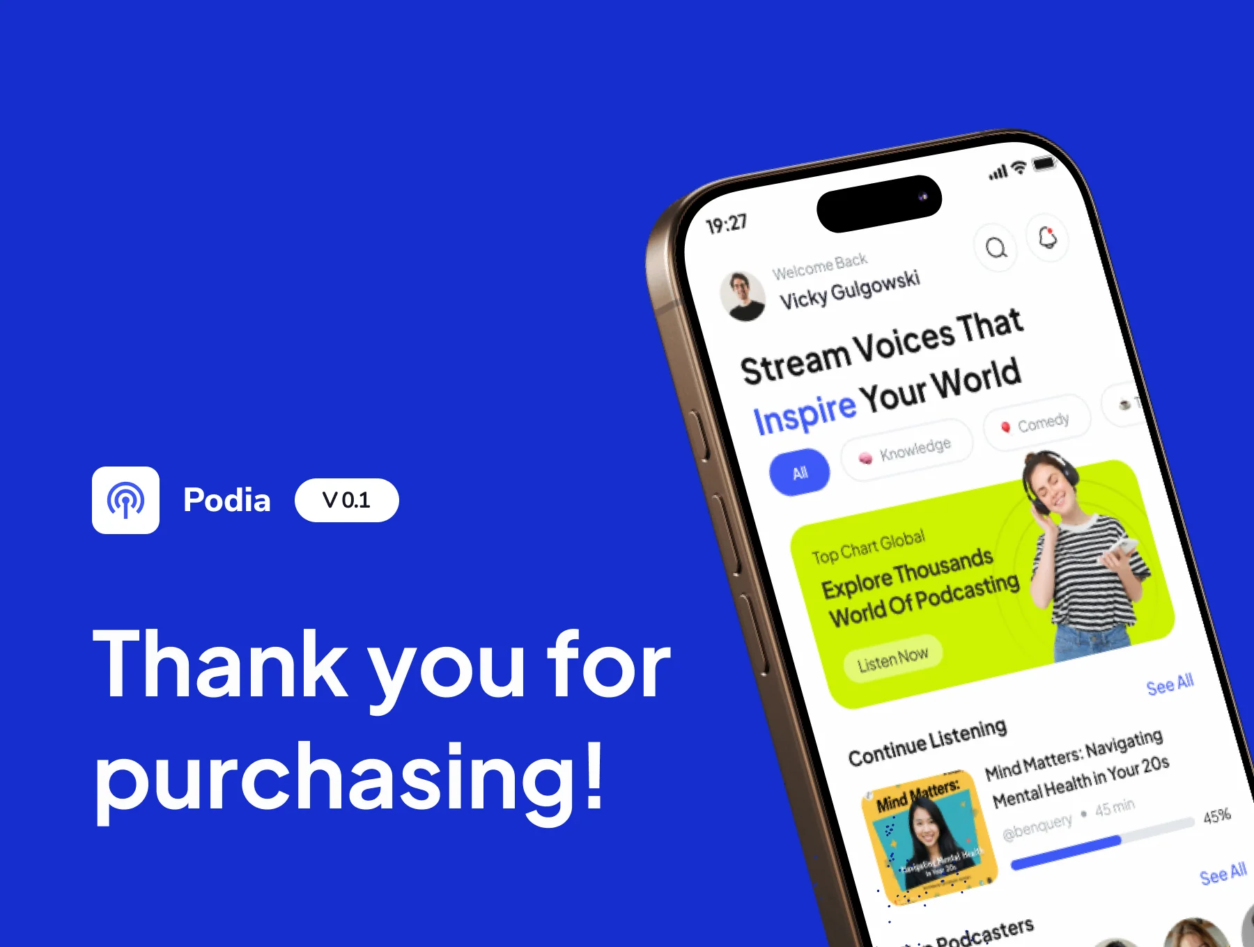 Podia - Podcast Mobile App UI Kit 6