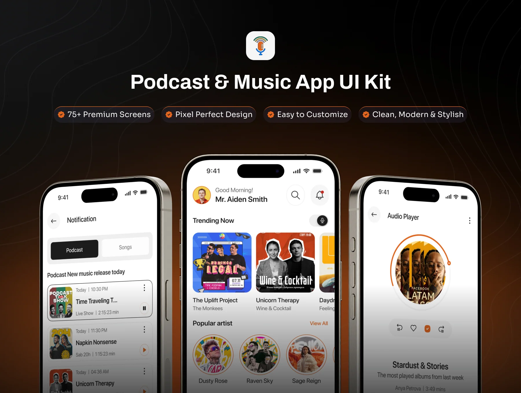 Podzel - Podcast & Music App UI Kit