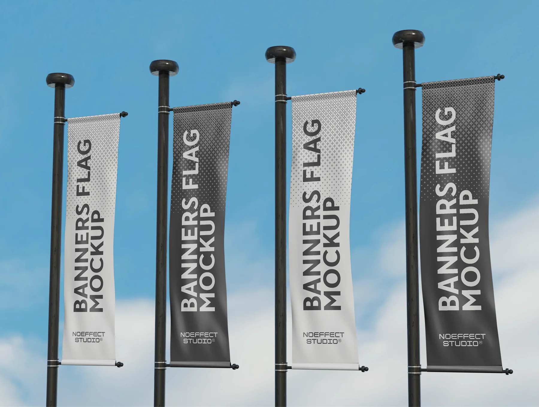 Pole Banners Flag Mockup Set (NE13)