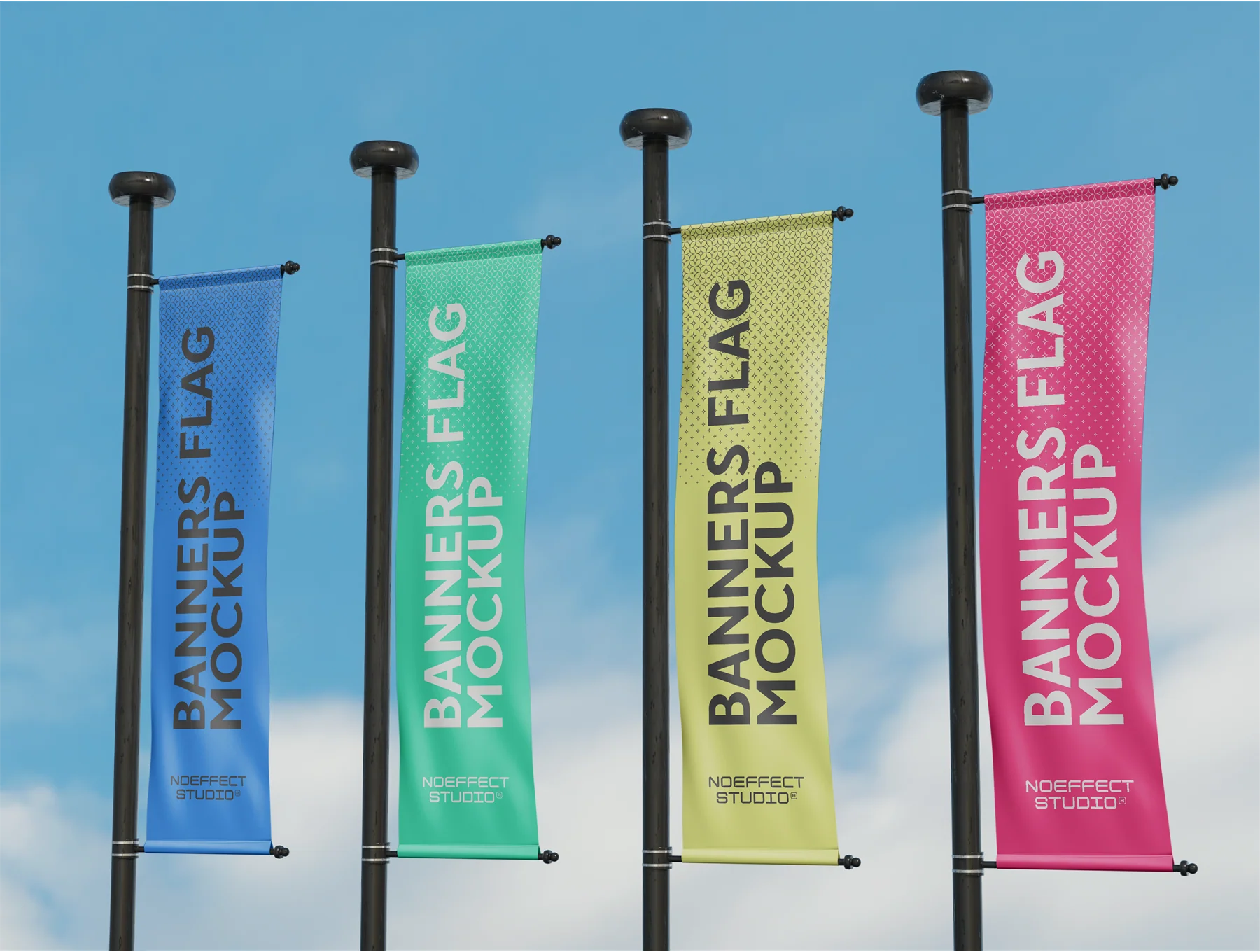 Pole Banners Flag Mockup Set (NE13) 2