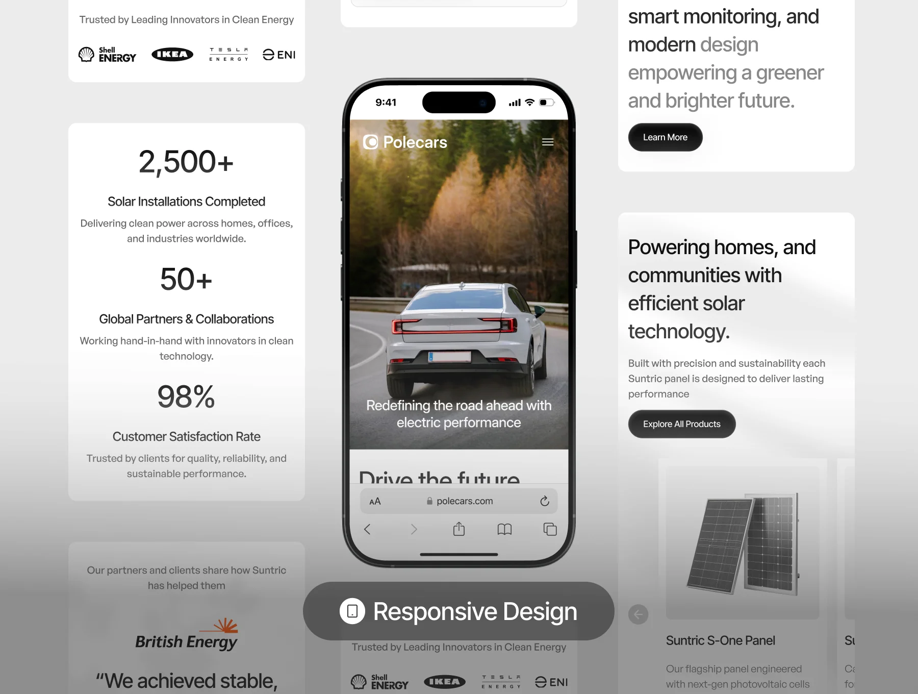 Polecars — Electric Vehicle Landing Page UI Kit 3