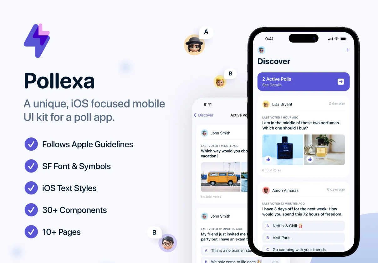 Pollexa: Social Poll App iOS UI Kit