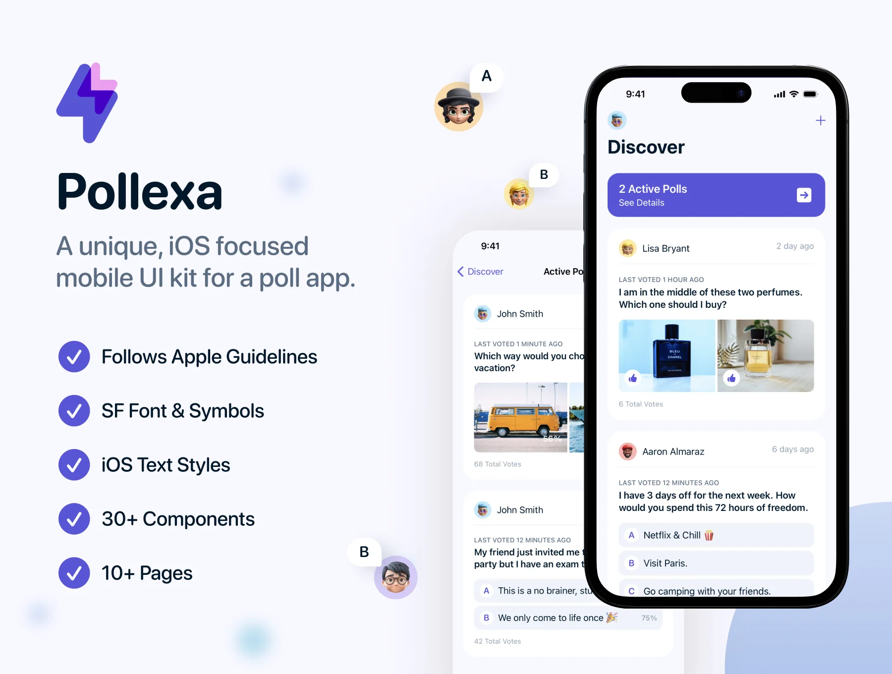 Pollexa: Social Poll App iOS UI Kit