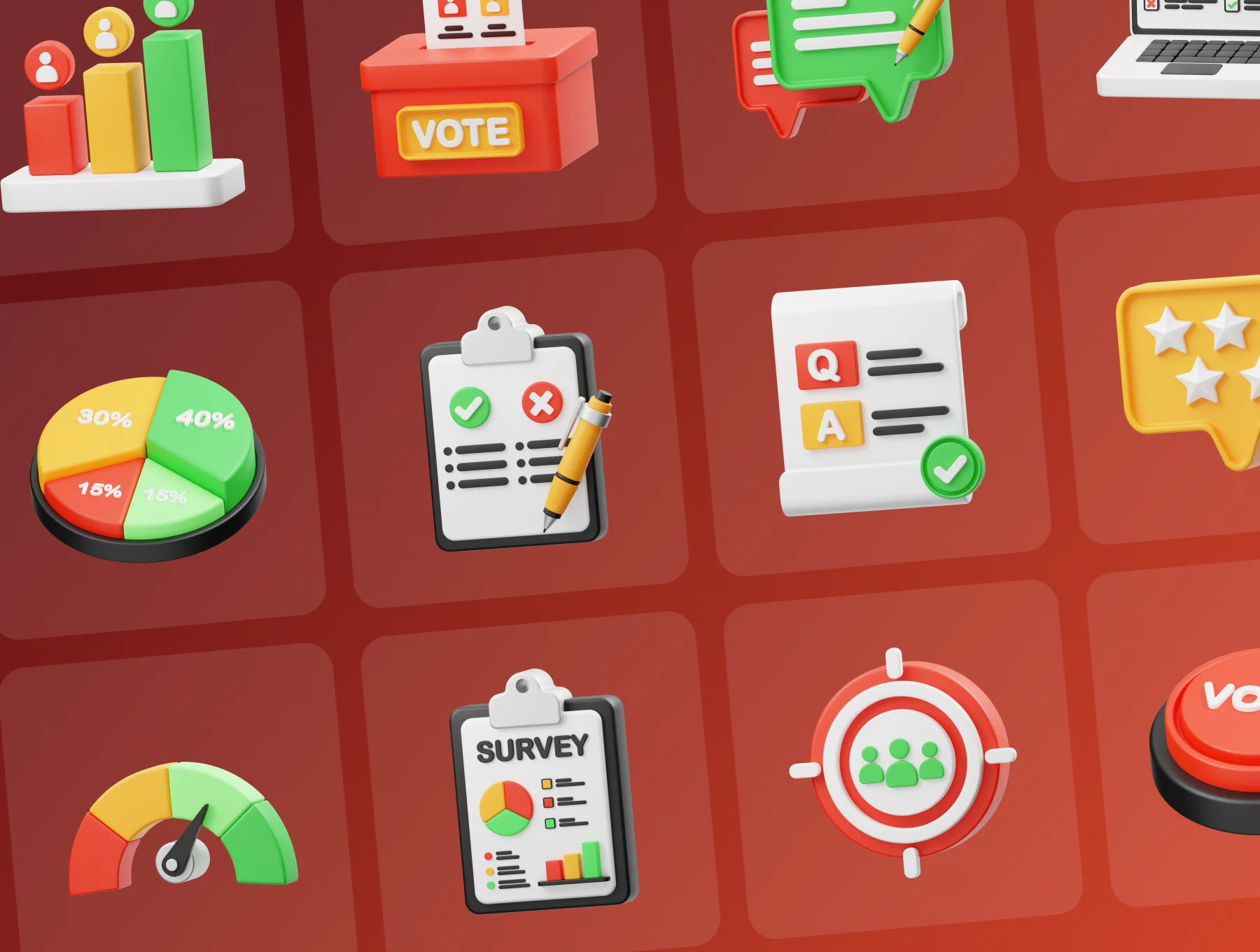 Polling And Survey 3D Icon 6