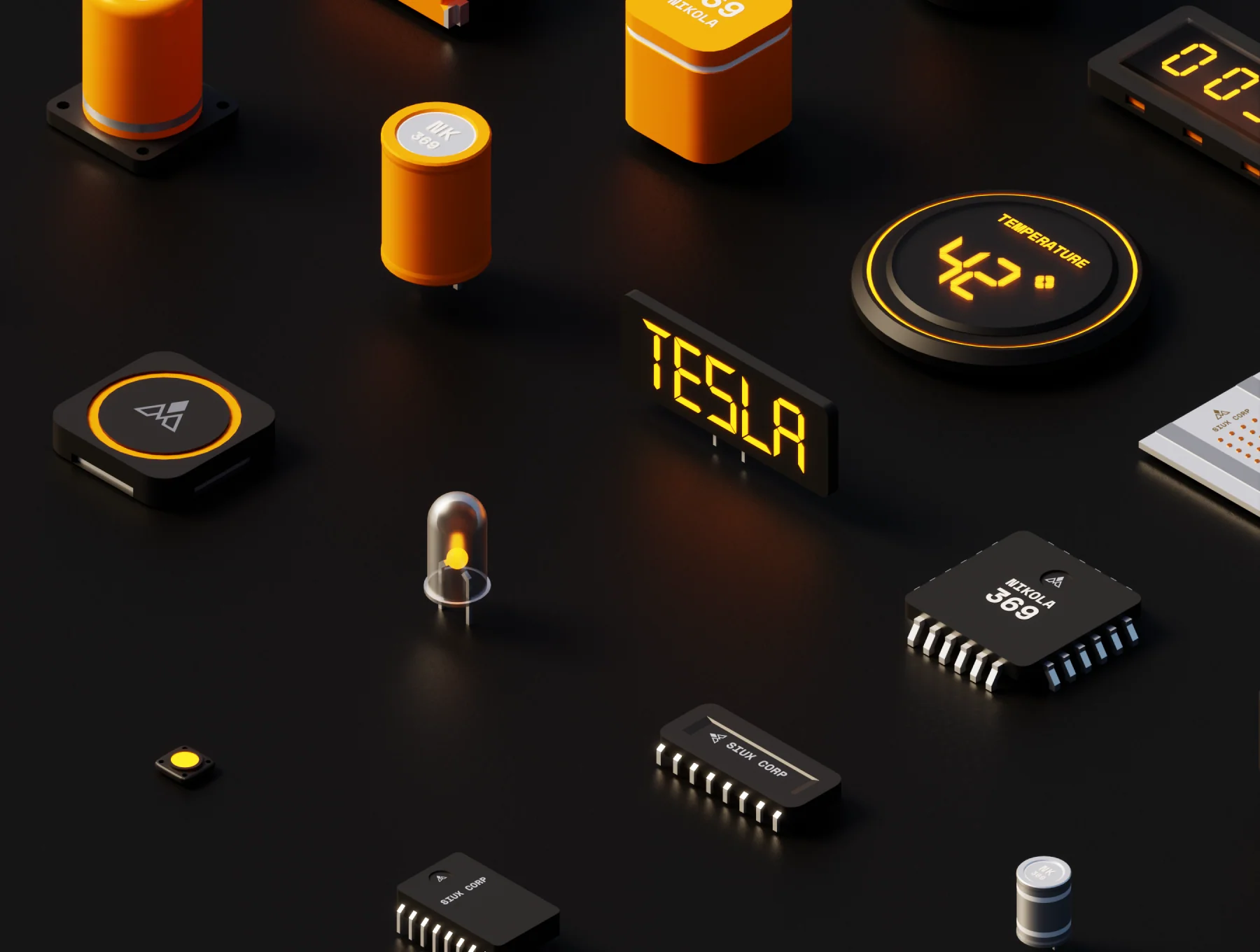 Polychips – 3D low poly components and microchips 2
