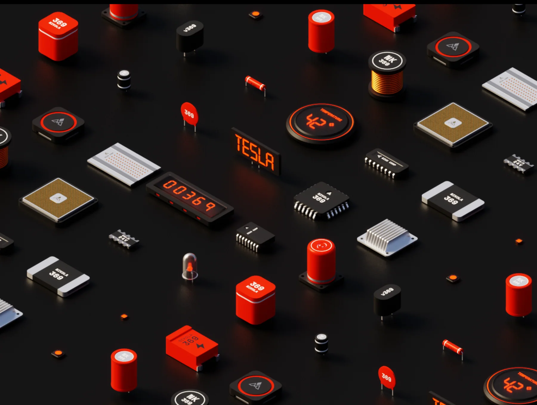Polychips – 3D low poly components and microchips 3