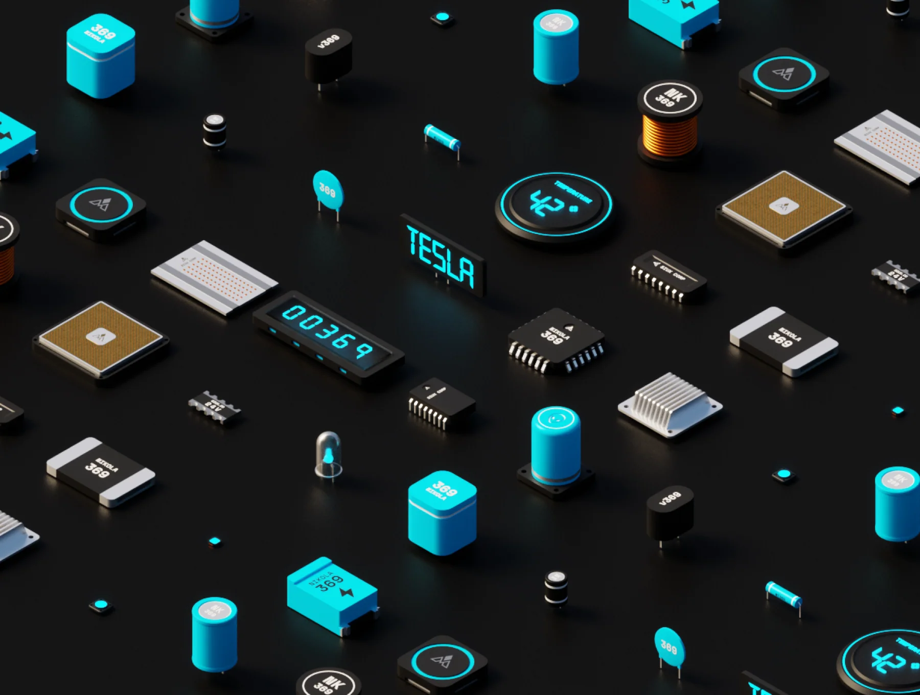 Polychips – 3D low poly components and microchips 4