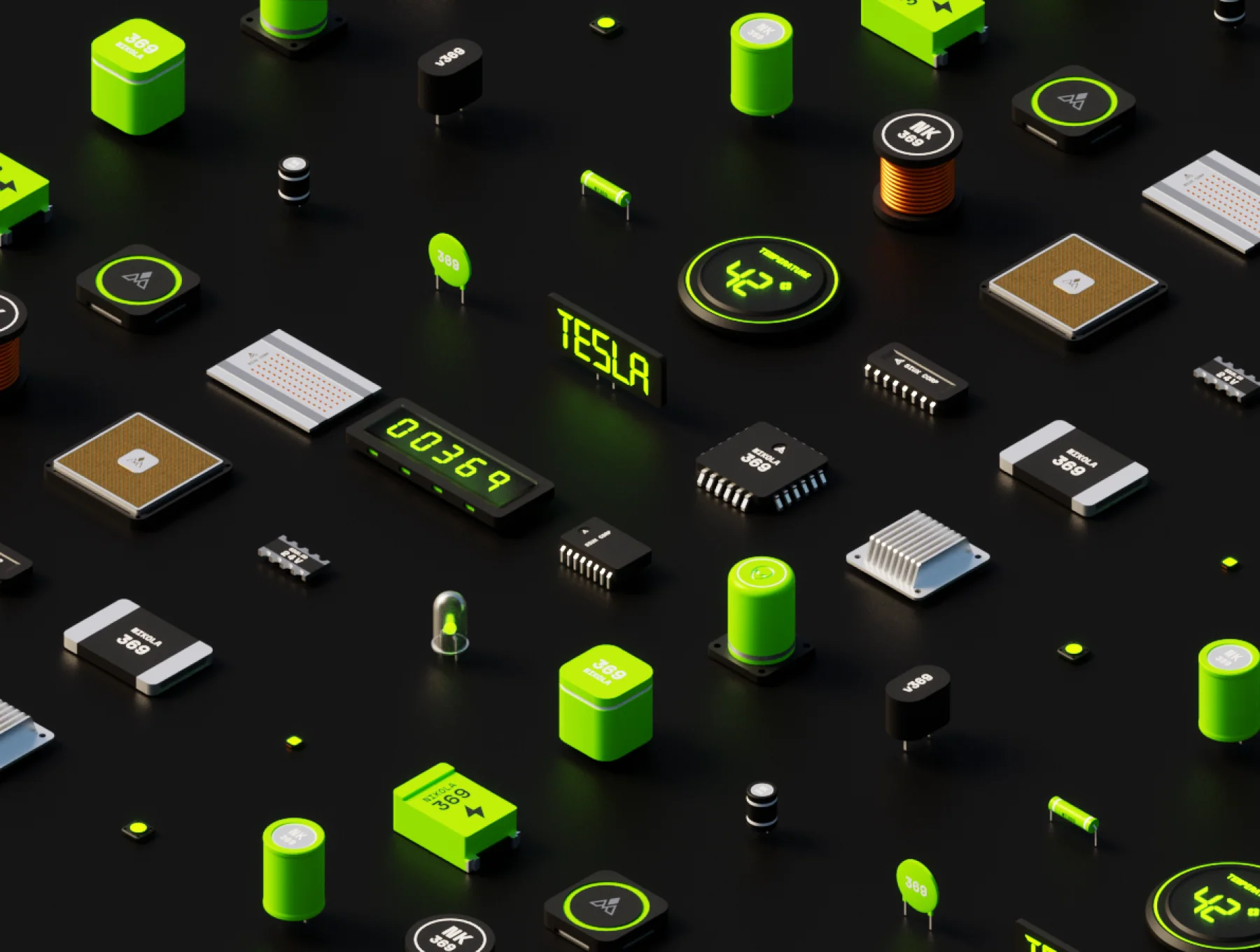 Polychips – 3D low poly components and microchips 5