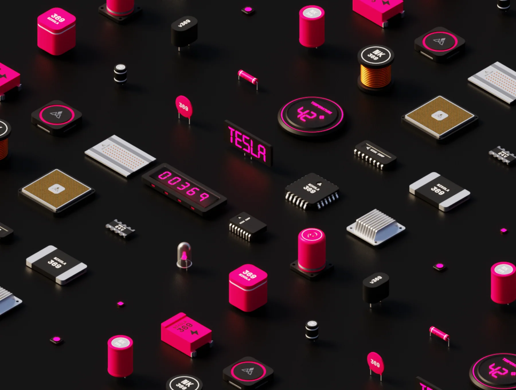 Polychips – 3D low poly components and microchips 6