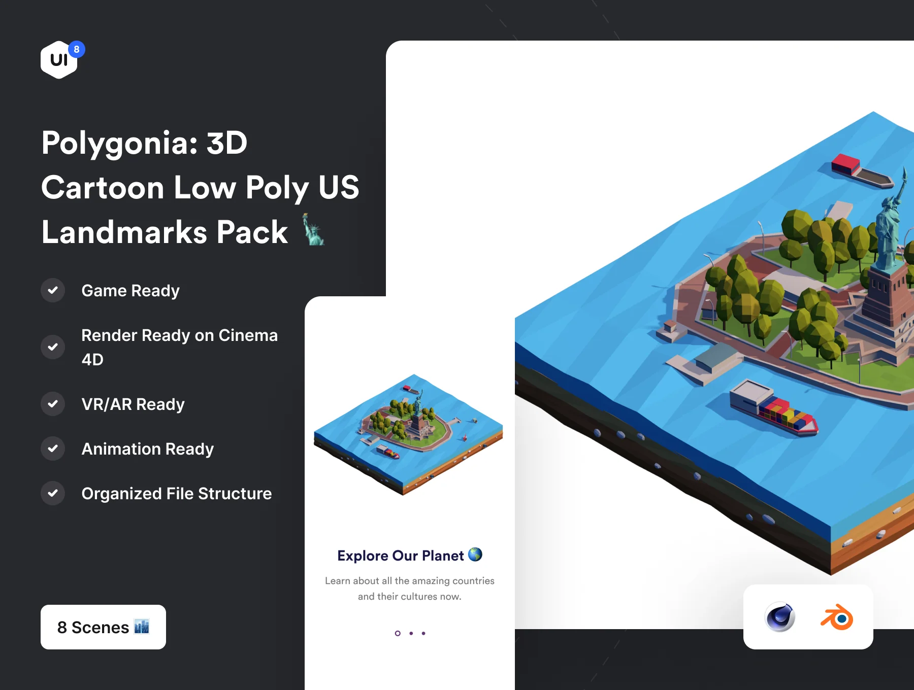 Polygonia: Low Poly US Landmarks Pack