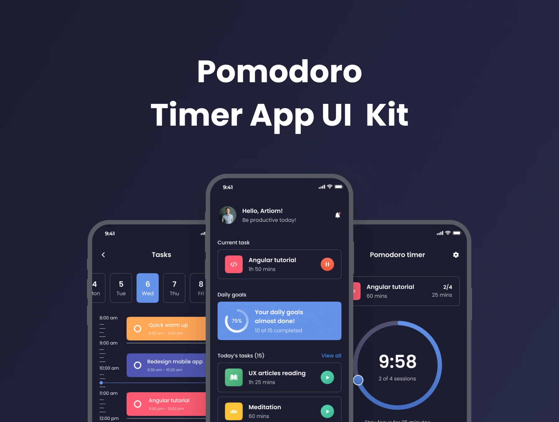Pomodoro Mobile UI Kit