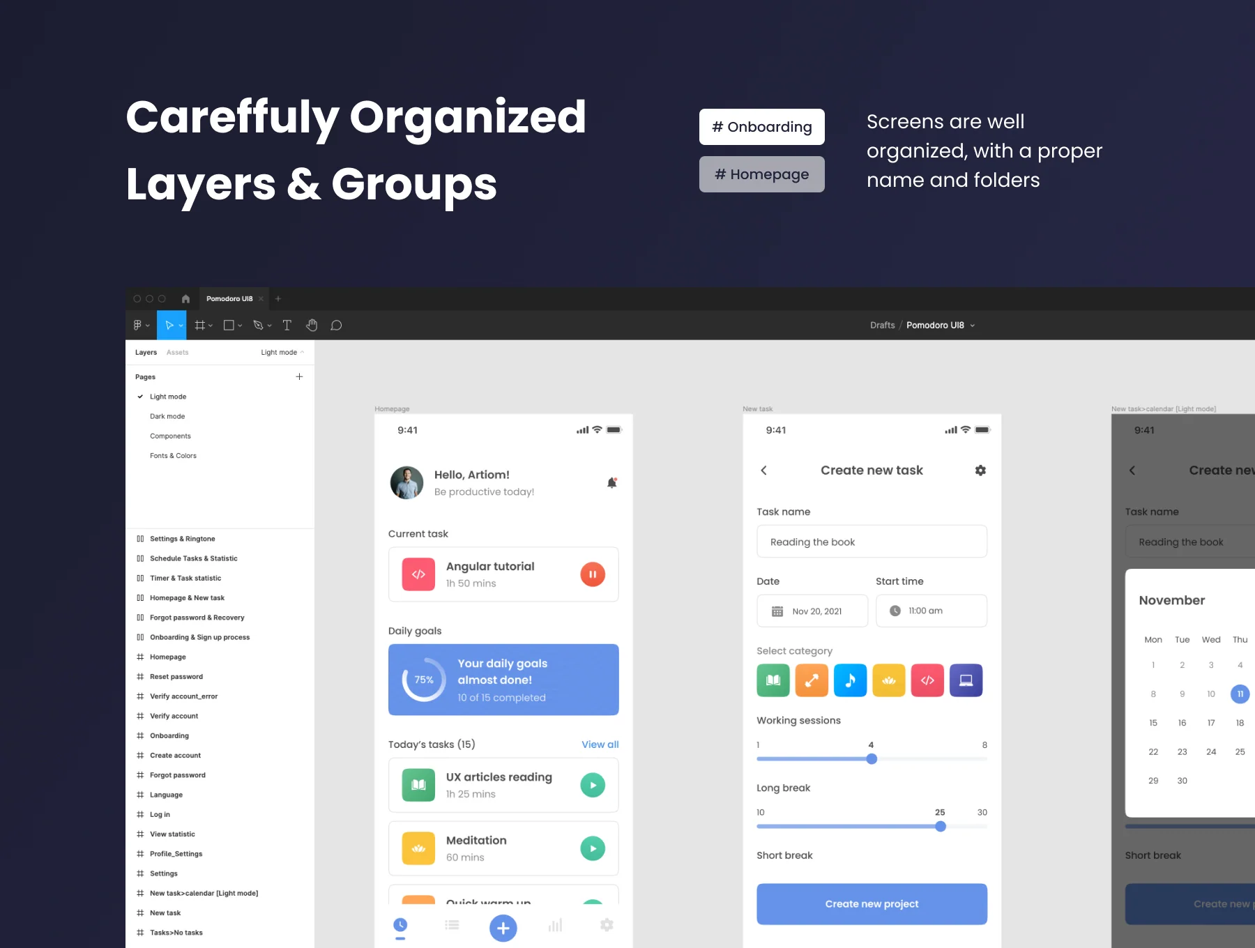 Pomodoro Mobile UI Kit 3
