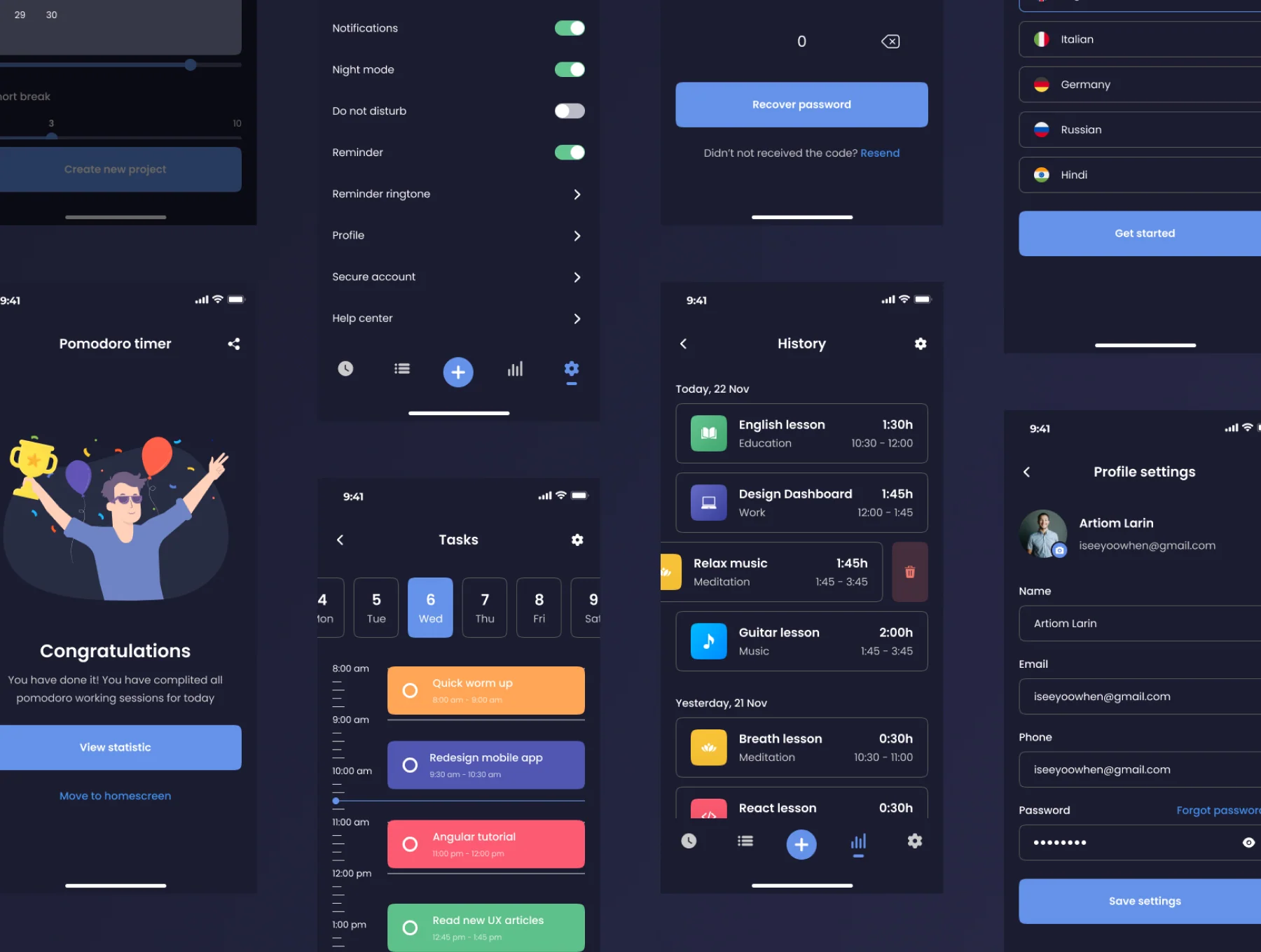 Pomodoro Mobile UI Kit 4