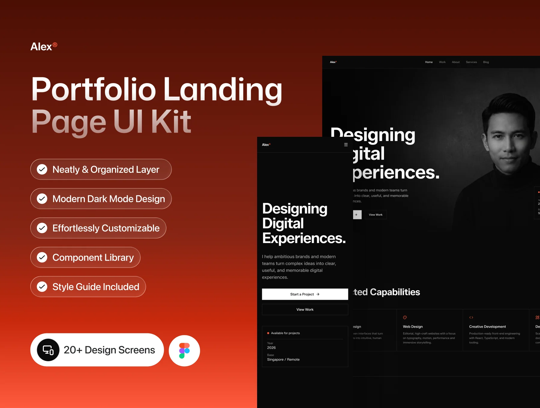Portfolio Landing Page UI Kit – Alex