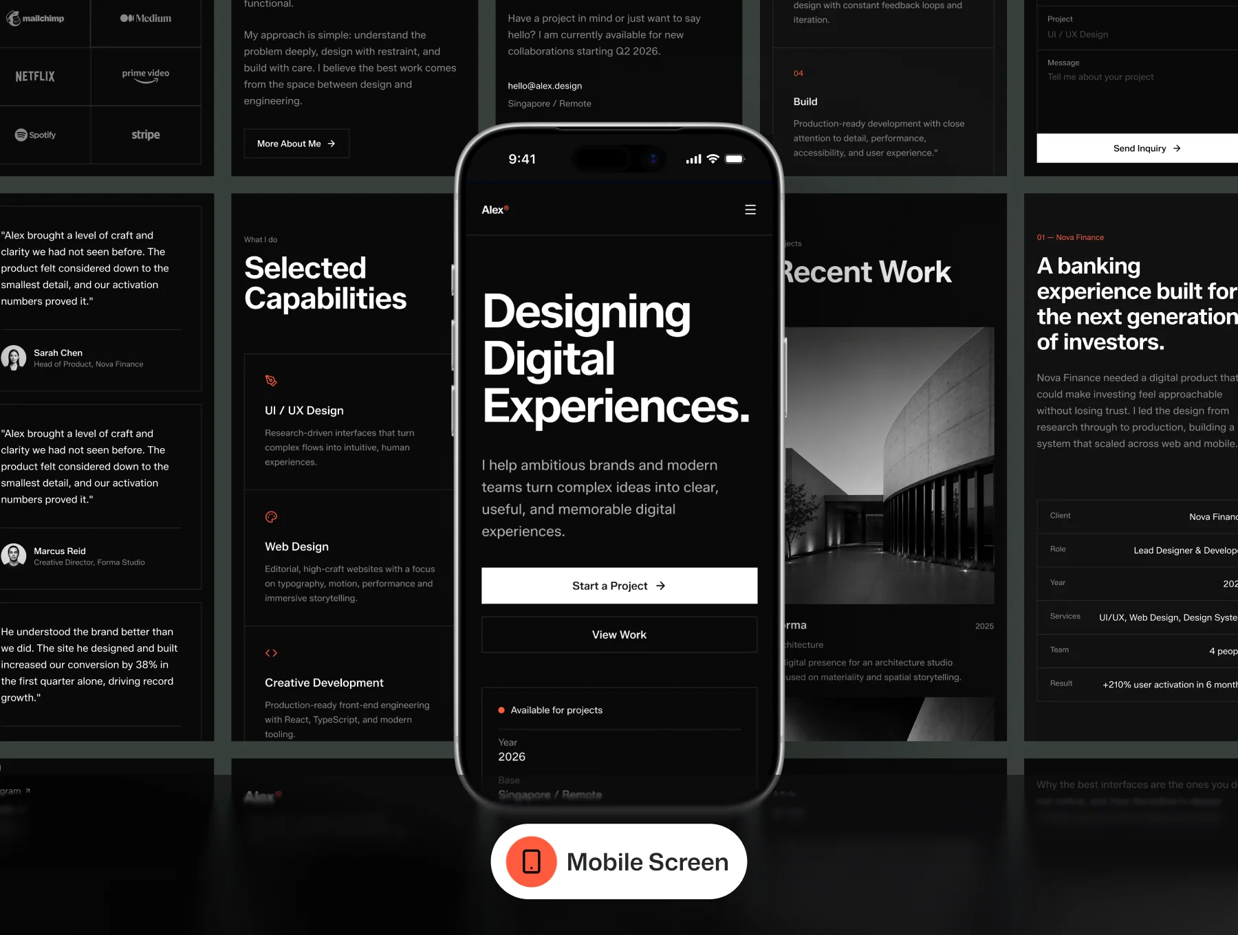 Portfolio Landing Page UI Kit – Alex 7