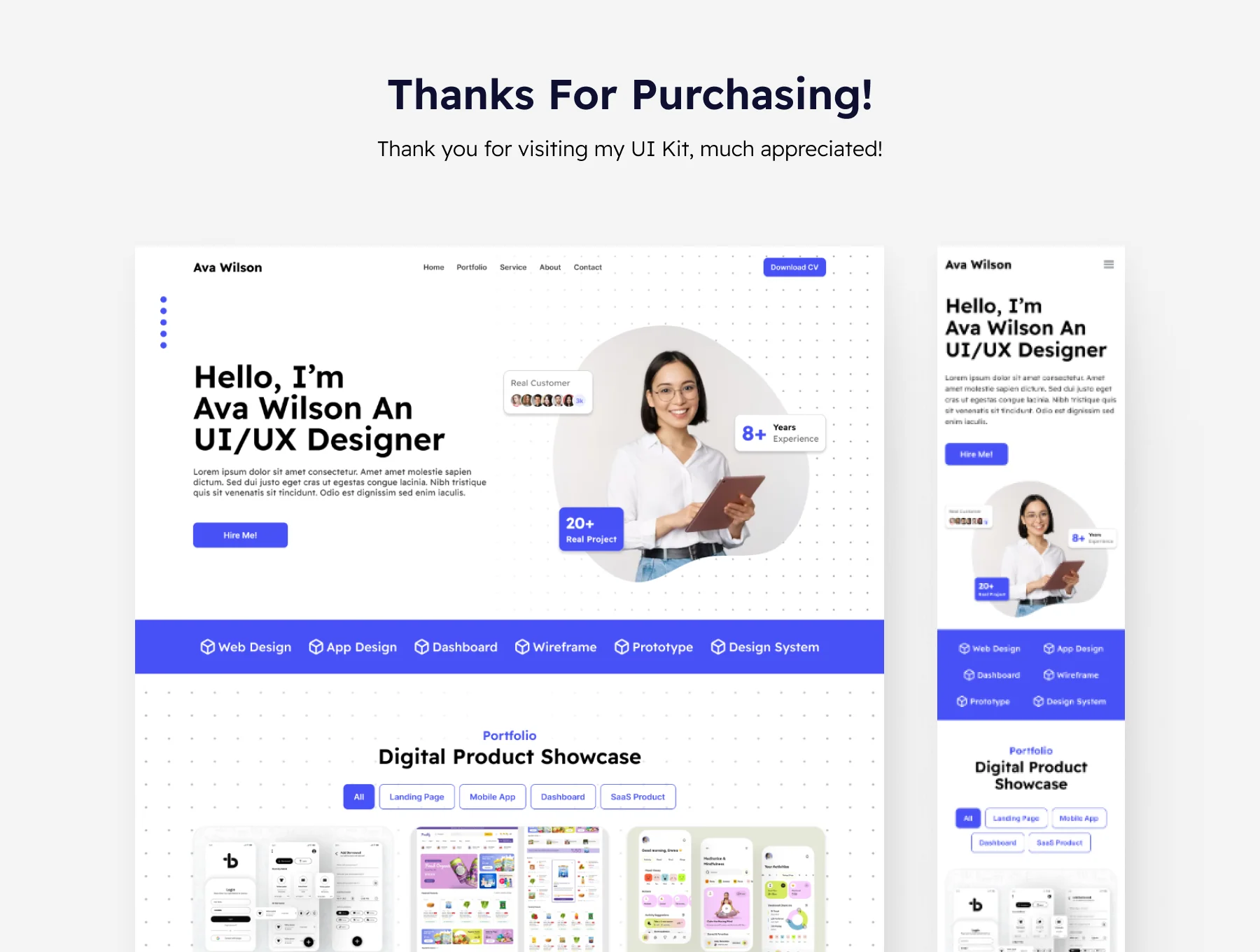Portfolio Landing Page UI kit 4